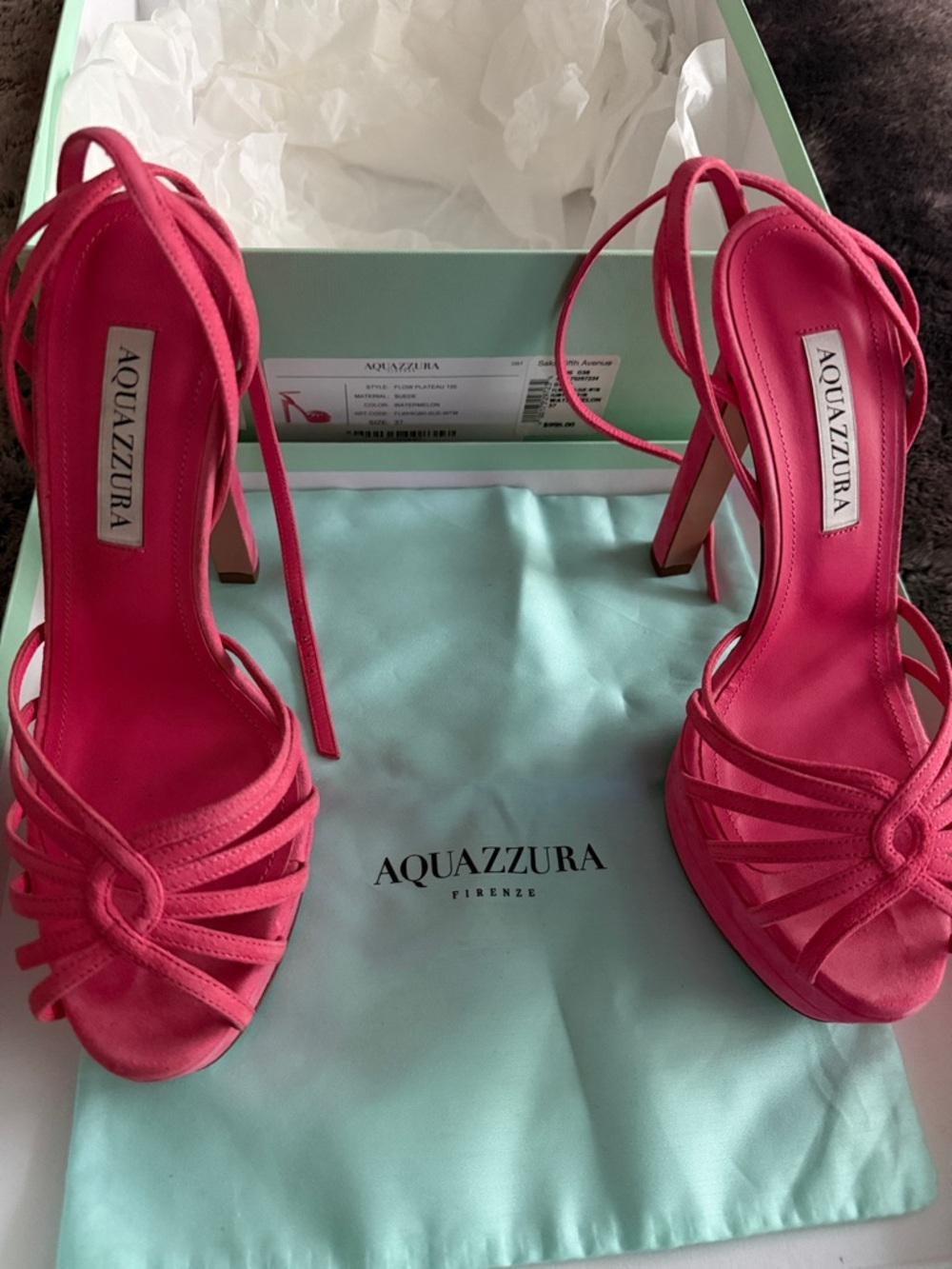Aquazzura Hot Pink Strappy Ankle-Tie Stiletto Sandals